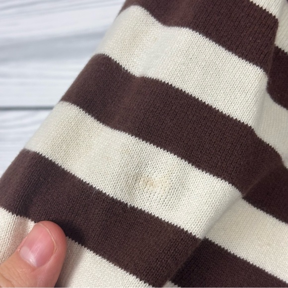 VTG POLO RALPH LAUREN BIG PONY #3 JERSEY SWEATER BROWN WHITE STRIPED XL - Picture 9 of 14